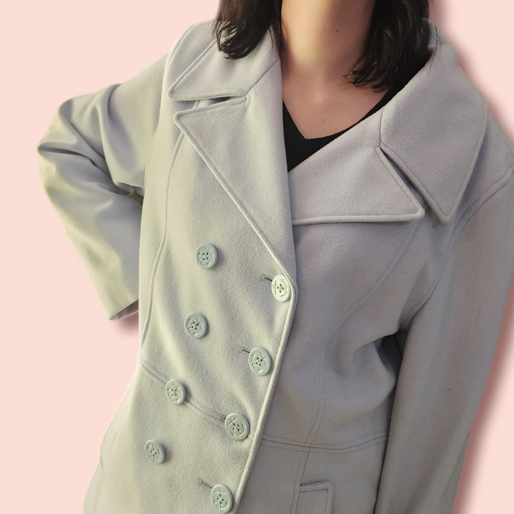 Powder blue Peacoat, hand-tailored in Korea